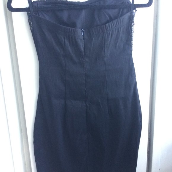 Strapless black mini dress with sequin top - Picture 4 of 4